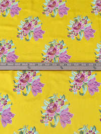 Deep Lemon/Wild Orchid/Axolotl Green/Multi 100% Rayon Floral Bouquet Print Challis 52W