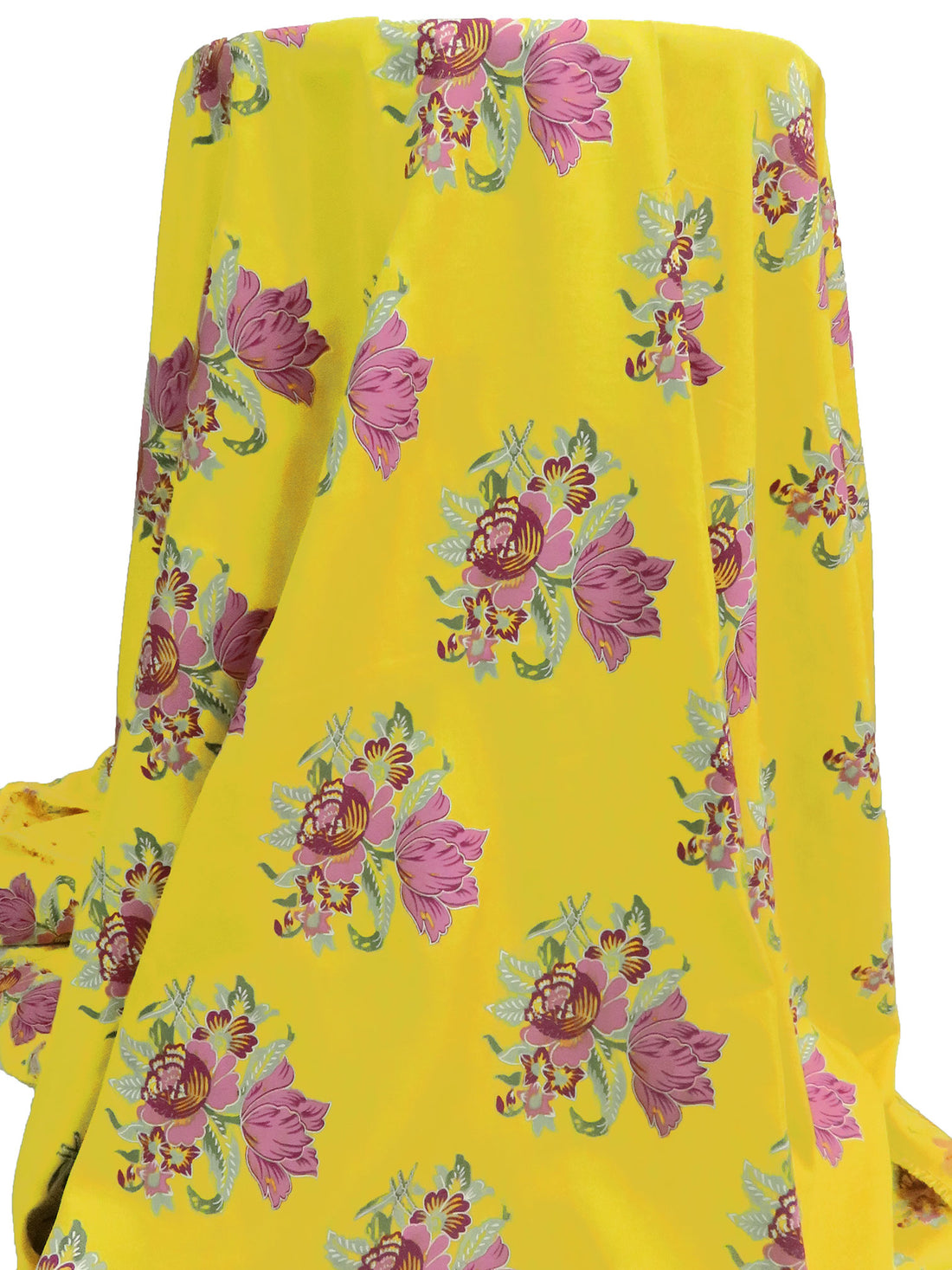 Deep Lemon/Wild Orchid/Axolotl Green/Multi 100% Rayon Floral Bouquet Print Challis 52W