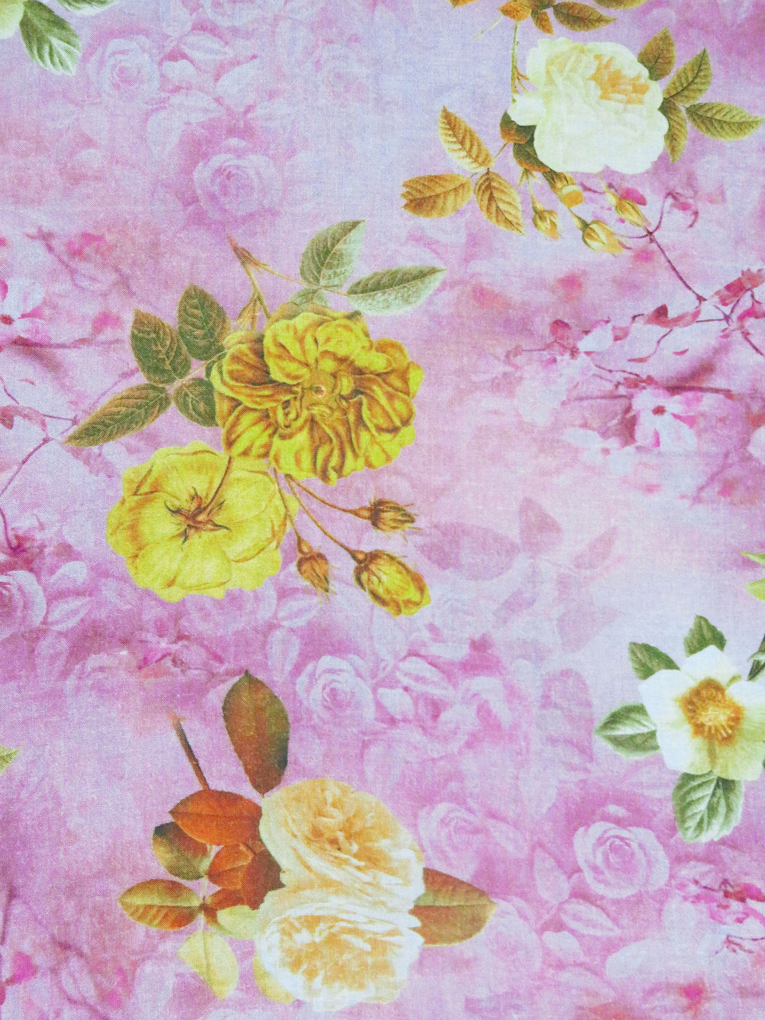 Marigold/Kobi Pink/Beige/Multi Cotton/Modal Floral On Floral Print Lawn 58W