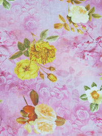 Marigold/Kobi Pink/Beige/Multi Cotton/Modal Floral On Floral Print Lawn 58W