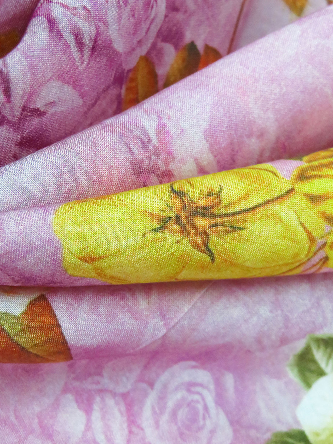 Marigold/Kobi Pink/Beige/Multi Cotton/Modal Floral On Floral Print Lawn 58W