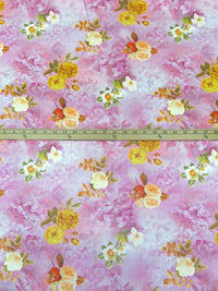 Marigold/Kobi Pink/Beige/Multi Cotton/Modal Floral On Floral Print Lawn 58W