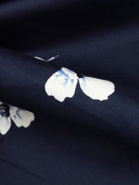 Muted Midnight Navy/Black/White/Dark Navy 100% Cotton Floral Sateen Shirting 57W