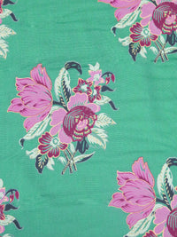 Ocean Green/Light Orchid/Mint/Multi 100% Rayon Floral Bouquet Print Challis 51W