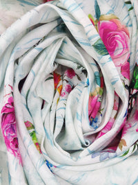 White/Royal Pink/Spanish Blue/Multi 100% Rayon Abstract On Floral Print Challis 54W