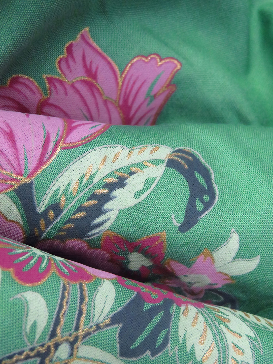 Ocean Green/Light Orchid/Mint/Multi 100% Rayon Floral Bouquet Print Challis 51W