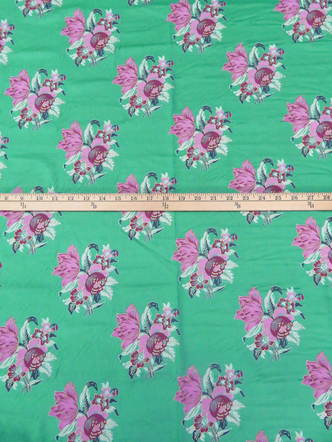 Ocean Green/Light Orchid/Mint/Multi 100% Rayon Floral Bouquet Print Challis 51W