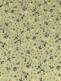 Sage/Wheat/Rifle Green 100% Cotton Ditsy Floral Sateen Shirting 55W