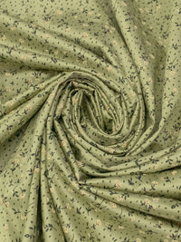 Sage/Wheat/Rifle Green 100% Cotton Ditsy Floral Sateen Shirting 55W