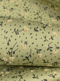 Sage/Wheat/Rifle Green 100% Cotton Ditsy Floral Sateen Shirting 55W