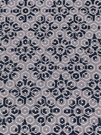 Lilac Luster/Dark Imperial Blue/White 100% Cotton Overlapping Geometric Print Poplin Shirting 57W