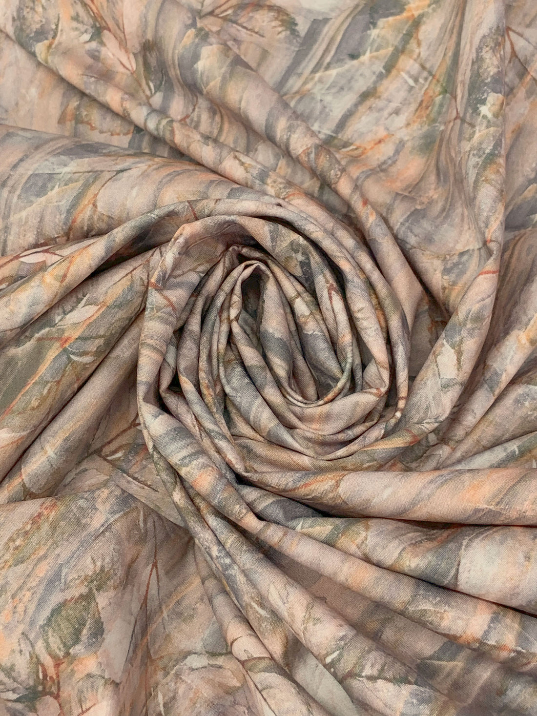 Fawn/Desert Sand/Granite/Multi 100% Rayon Abstract Floral Print Challis 56W