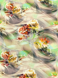 Old Gold/Medium Carmine/Multi 100% Rayon Abstract Floral Print Challis 57W