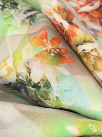 Old Gold/Medium Carmine/Multi 100% Rayon Abstract Floral Print Challis 57W