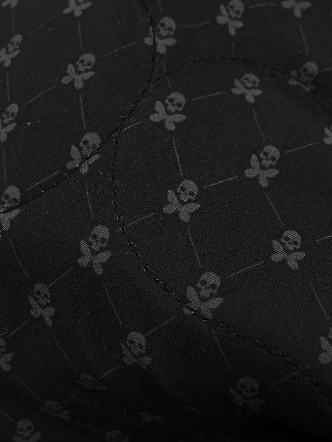 Black/Gray 100% Polyester Double Faced Skull & Butterfly Print Quilted Coating - NY Designer - 54W