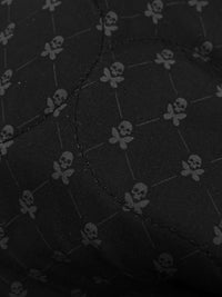 Black/Gray 100% Polyester Double Faced Skull & Butterfly Print Quilted Coating - NY Designer - 54W