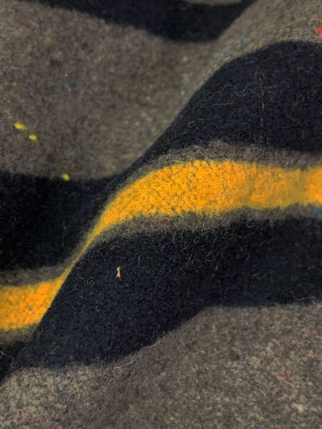 Warm Taupe/Muted Midnight Navy/Goldenrod Wool/Polyester Stripe Quilted Flannel Coating - NY Designer - 60W