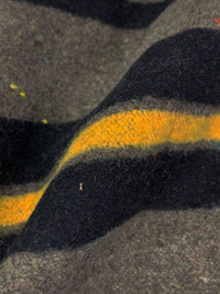 Warm Taupe/Muted Midnight Navy/Goldenrod Wool/Polyester Stripe Quilted Flannel Coating - NY Designer - 60W