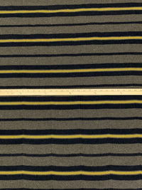 Warm Taupe/Muted Midnight Navy/Goldenrod Wool/Polyester Stripe Quilted Flannel Coating - NY Designer - 60W