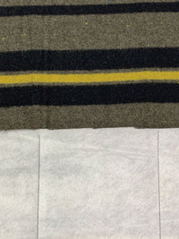 Warm Taupe/Muted Midnight Navy/Goldenrod Wool/Polyester Stripe Quilted Flannel Coating - NY Designer - 60W