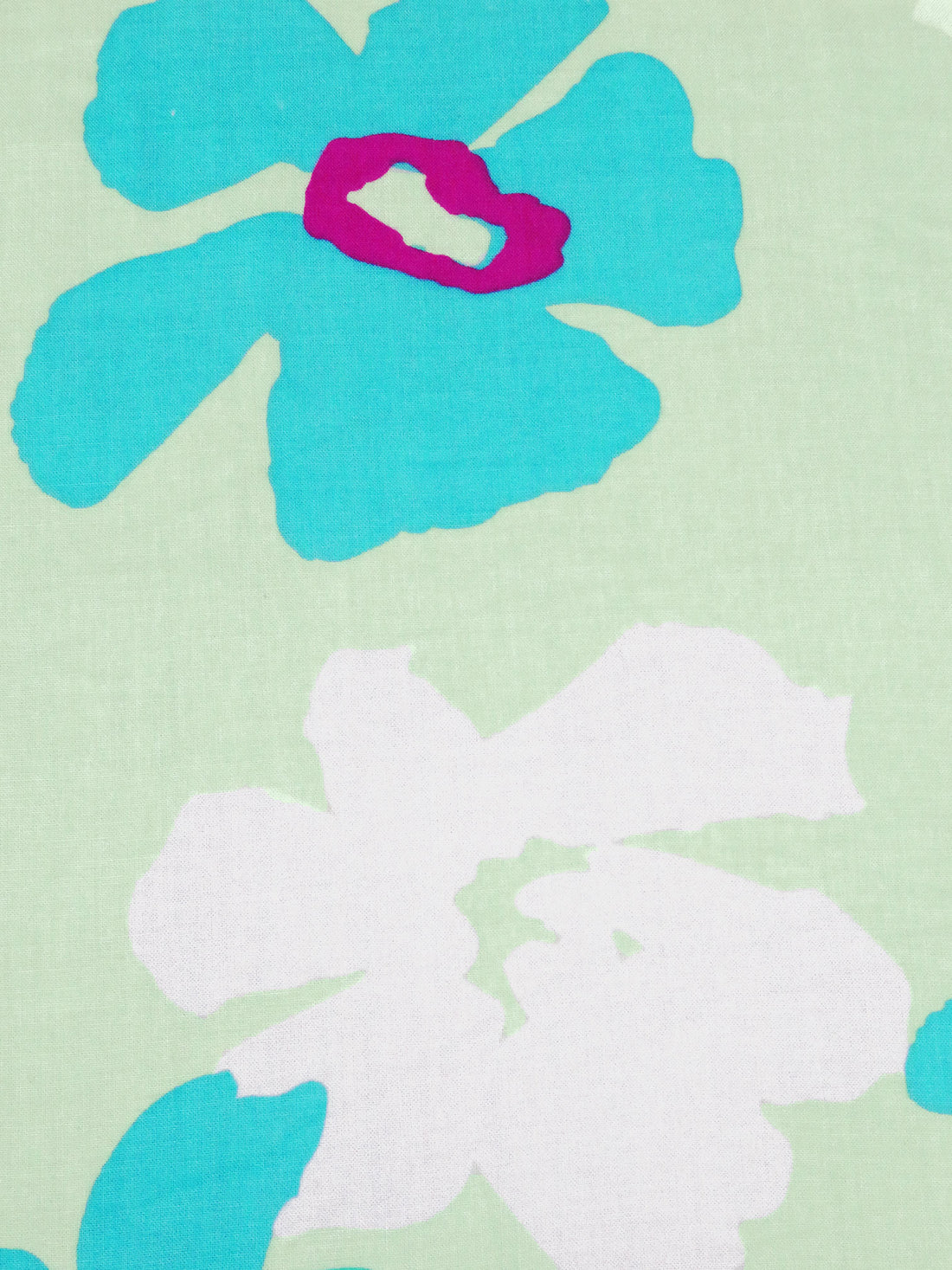 Tea Green/White/Aqua/Multi 100% Rayon Abstract Floral Print Challis 53W