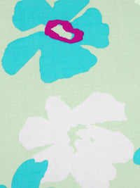 Tea Green/White/Aqua/Multi 100% Rayon Abstract Floral Print Challis 53W