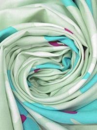 Tea Green/White/Aqua/Multi 100% Rayon Abstract Floral Print Challis 53W