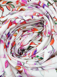 White/Deep Carrot/Deep Lilac/Multi 100% Rayon Leafy Vines Print Challis 56W