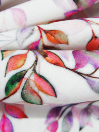 White/Deep Carrot/Deep Lilac/Multi 100% Rayon Leafy Vines Print Challis 56W