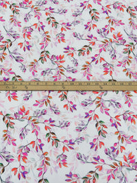 White/Deep Carrot/Deep Lilac/Multi 100% Rayon Leafy Vines Print Challis 56W