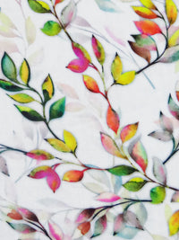 White/Lemon/Mulberry/Multi 100% Rayon Leafy Vines Print Challis 56W
