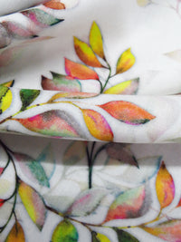 White/Lemon/Mulberry/Multi 100% Rayon Leafy Vines Print Challis 56W