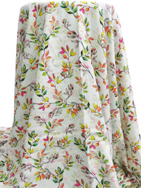 White/Lemon/Mulberry/Multi 100% Rayon Leafy Vines Print Challis 56W