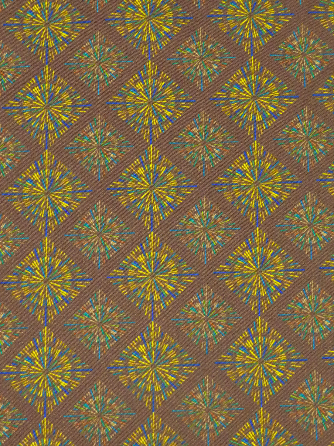 Mud/Goldenrod/Blue/Multi 100% Cotton Abstract Geometric Print Sateen Shirting 56W