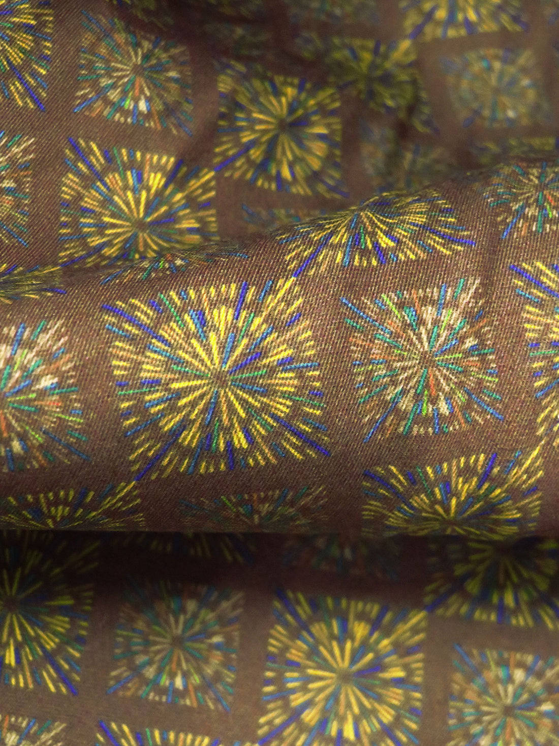 Mud/Goldenrod/Blue/Multi 100% Cotton Abstract Geometric Print Sateen Shirting 56W