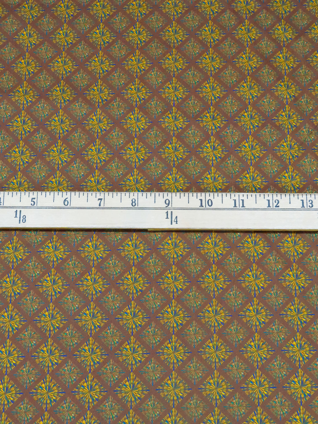 Mud/Goldenrod/Blue/Multi 100% Cotton Abstract Geometric Print Sateen Shirting 56W