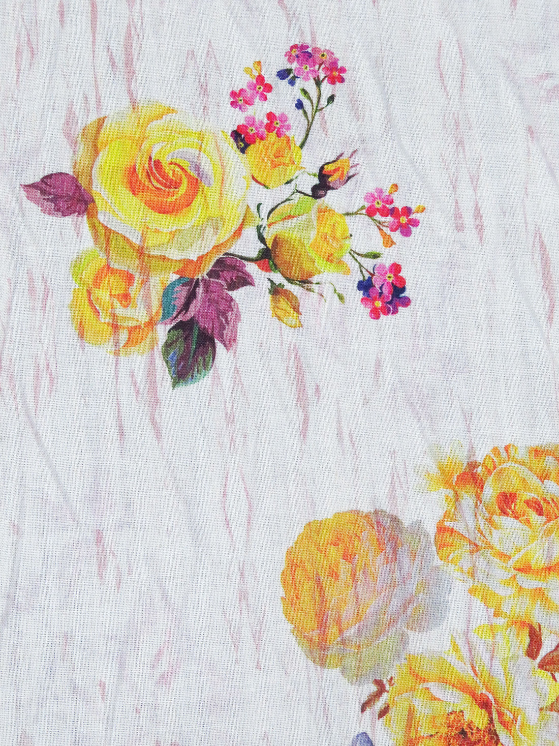 White/Lemon/Pale Chestnut/Multi 100% Rayon Abstract On Floral Print Challis 54W