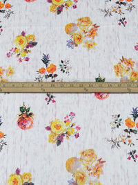 White/Lemon/Pale Chestnut/Multi 100% Rayon Abstract On Floral Print Challis 54W