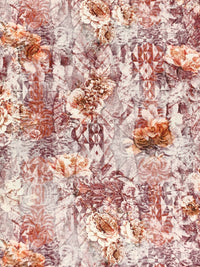 Chestnut Red/Antique Brass/Off-White/Multi 100% Rayon Floral Over Geometric Print Challis 58W