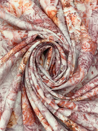 Chestnut Red/Antique Brass/Off-White/Multi 100% Rayon Floral Over Geometric Print Challis 58W
