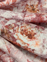 Chestnut Red/Antique Brass/Off-White/Multi 100% Rayon Floral Over Geometric Print Challis 58W