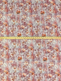 Chestnut Red/Antique Brass/Off-White/Multi 100% Rayon Floral Over Geometric Print Challis 58W