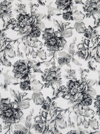 White/Foggy Gray/Matte Black 100% Cotton Floral Sateen Shirting 57W