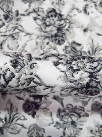 White/Foggy Gray/Matte Black 100% Cotton Floral Sateen Shirting 57W