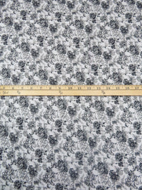 White/Foggy Gray/Matte Black 100% Cotton Floral Sateen Shirting 57W