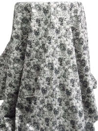White/Foggy Gray/Matte Black 100% Cotton Floral Sateen Shirting 57W