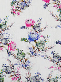 White/Royal Pink/Cornflower/Multi 100% Rayon Floral Print Challis 57W
