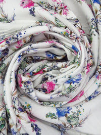 White/Royal Pink/Cornflower/Multi 100% Rayon Floral Print Challis 57W