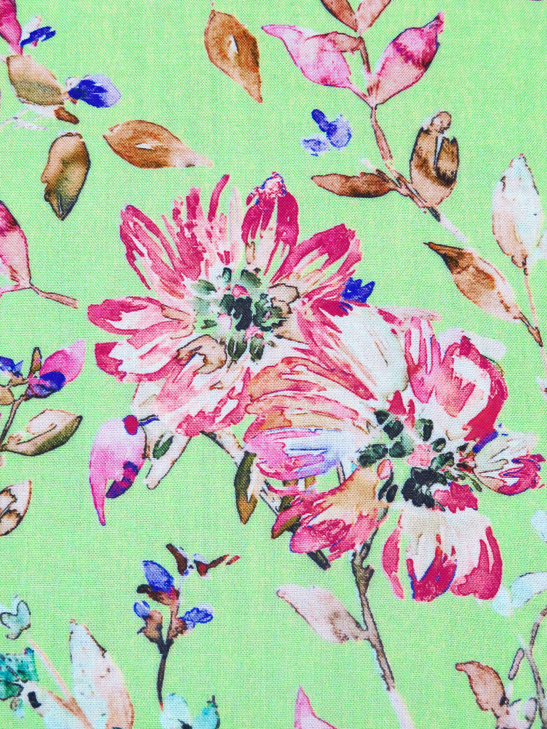 SOLD AS IS ONLY - Light Green/Telemagenta/Copper/Multi 100% Rayon Floral Print Challis 56W