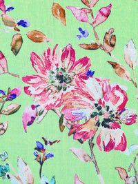 SOLD AS IS ONLY - Light Green/Telemagenta/Copper/Multi 100% Rayon Floral Print Challis 56W